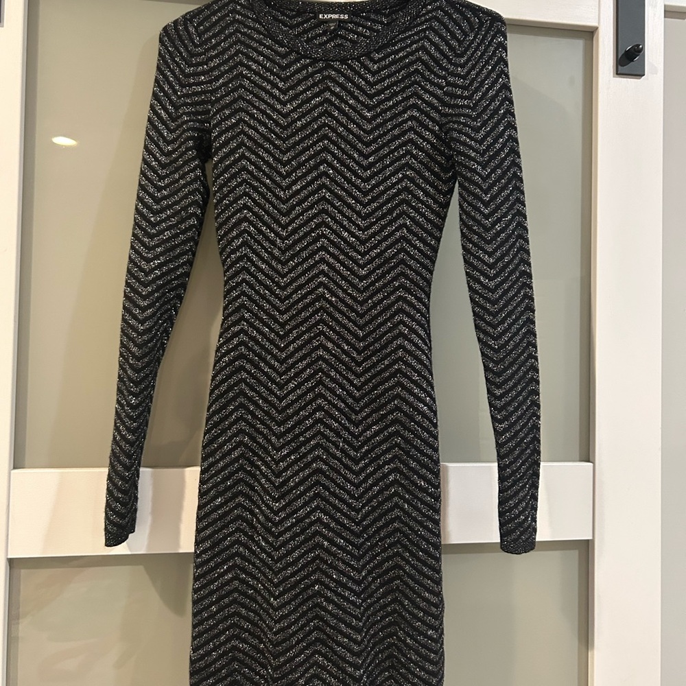 Express Metallic Chevron long sleeve Sweater dress. Worn once for new years